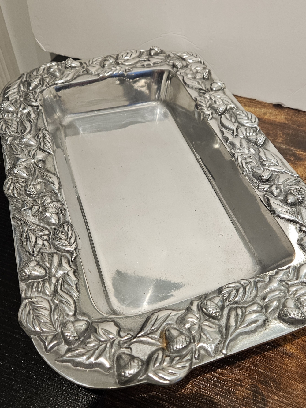 Vintage Pewter Serving Tray Handmade In Mexico